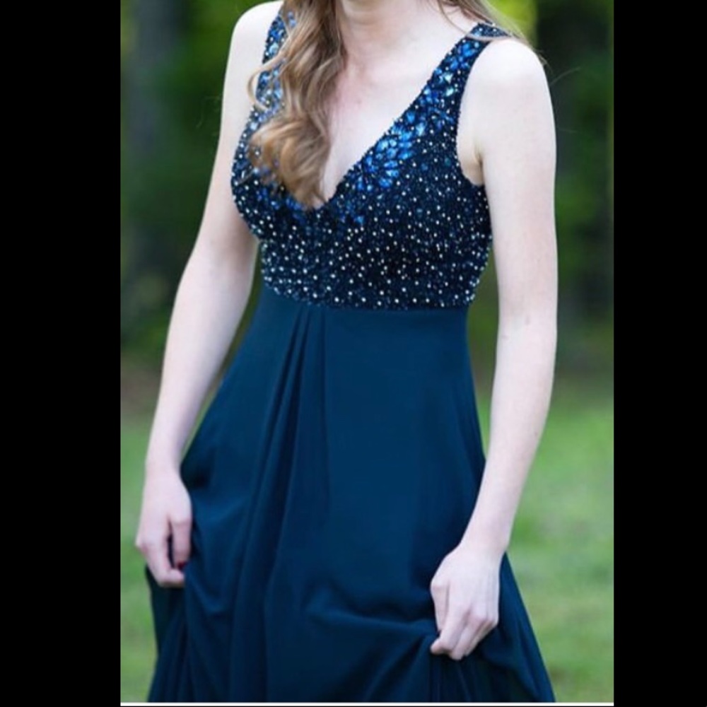 Aidan Mattox Navy Formal Prom Gown